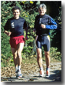 Herbert Steffny im Marathontraining mit Joschka Fischer